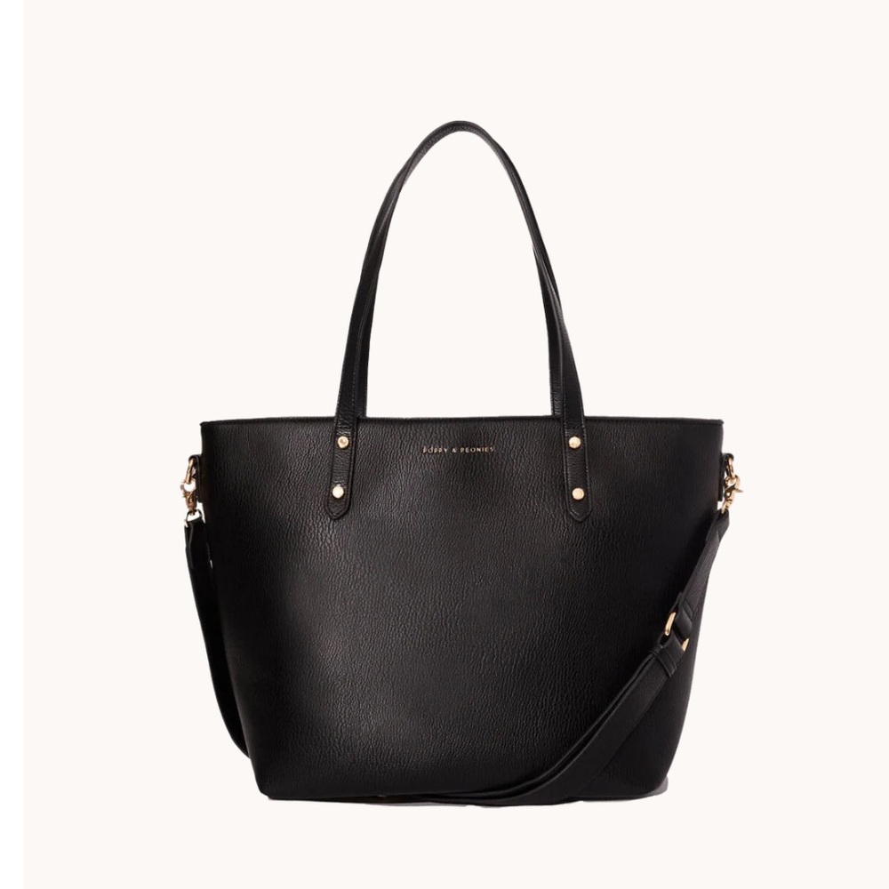 Poppy & Peonies Go Getter Black Tote Bag